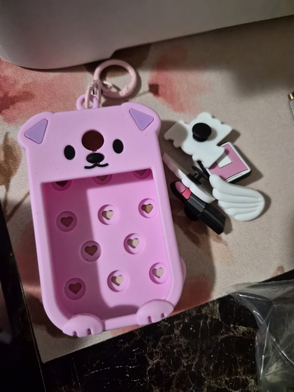 Amazon Pink Cute Bear Silicone Phone Case Keychain